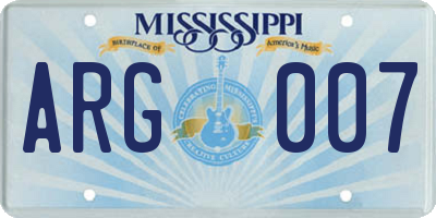 MS license plate ARG007