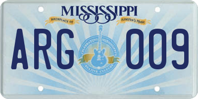 MS license plate ARG009