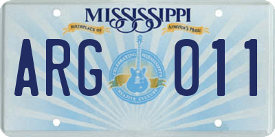 MS license plate ARG011