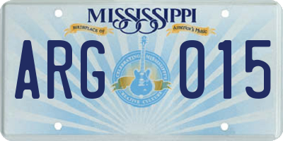 MS license plate ARG015