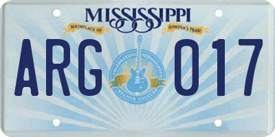 MS license plate ARG017