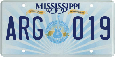 MS license plate ARG019