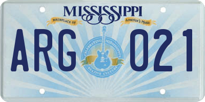 MS license plate ARG021