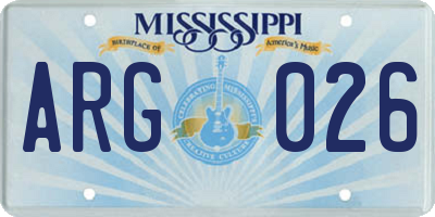 MS license plate ARG026