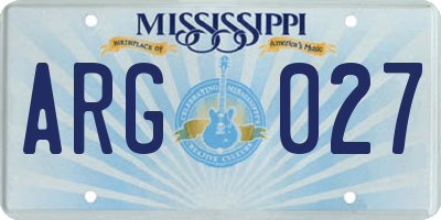 MS license plate ARG027