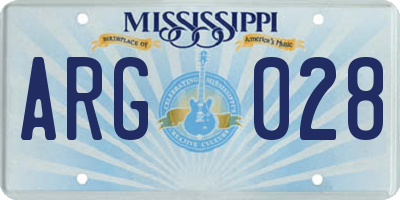 MS license plate ARG028