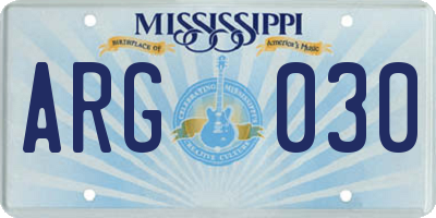 MS license plate ARG030