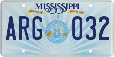 MS license plate ARG032