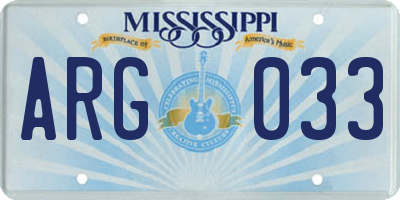 MS license plate ARG033
