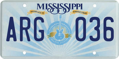 MS license plate ARG036