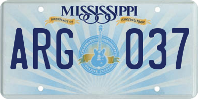MS license plate ARG037