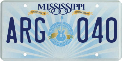 MS license plate ARG040