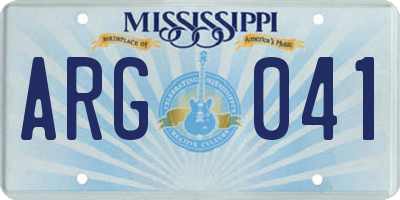 MS license plate ARG041