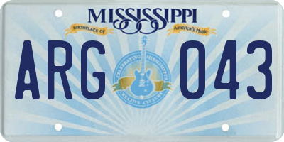 MS license plate ARG043