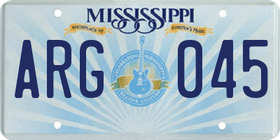 MS license plate ARG045