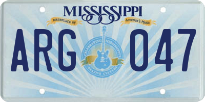 MS license plate ARG047