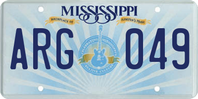 MS license plate ARG049