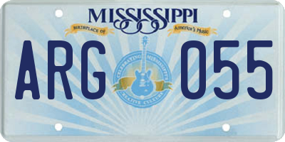MS license plate ARG055