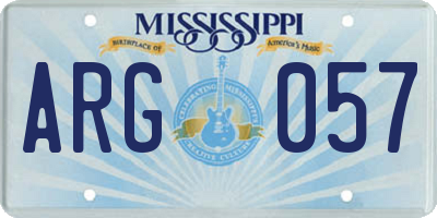 MS license plate ARG057