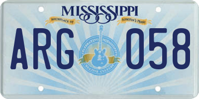 MS license plate ARG058