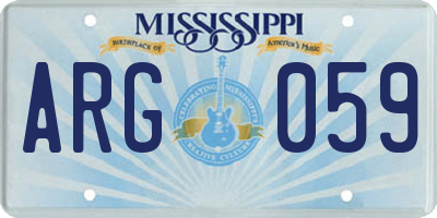 MS license plate ARG059