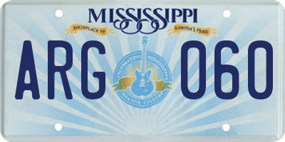 MS license plate ARG060