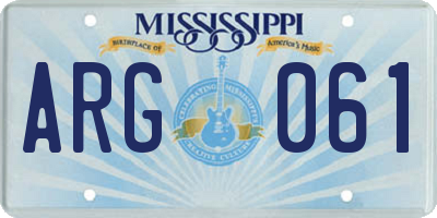 MS license plate ARG061
