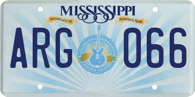 MS license plate ARG066