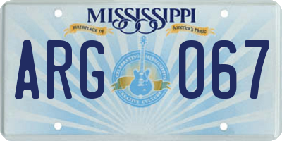 MS license plate ARG067