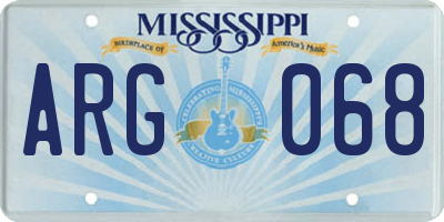MS license plate ARG068
