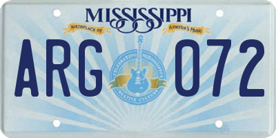 MS license plate ARG072