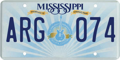 MS license plate ARG074