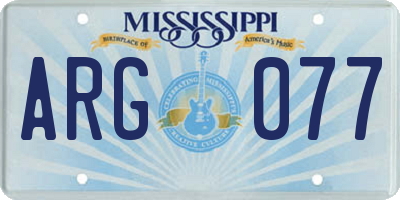 MS license plate ARG077