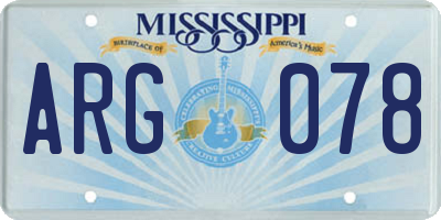 MS license plate ARG078