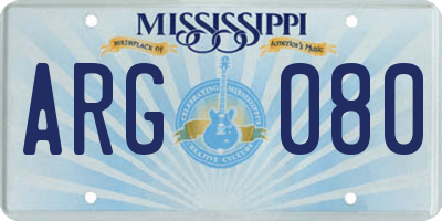 MS license plate ARG080