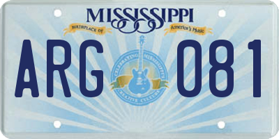 MS license plate ARG081
