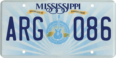 MS license plate ARG086