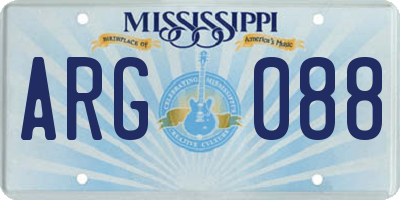 MS license plate ARG088