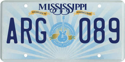 MS license plate ARG089