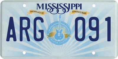 MS license plate ARG091