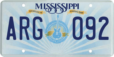 MS license plate ARG092