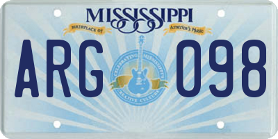 MS license plate ARG098