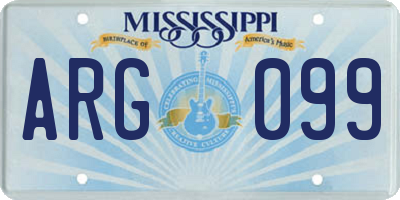 MS license plate ARG099