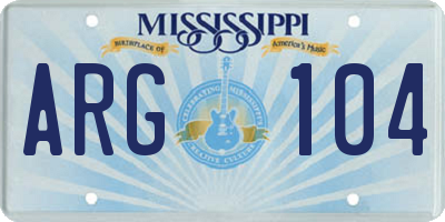 MS license plate ARG104