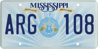 MS license plate ARG108