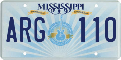 MS license plate ARG110