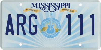 MS license plate ARG111