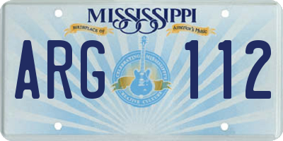 MS license plate ARG112