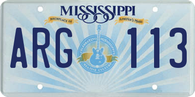 MS license plate ARG113