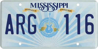MS license plate ARG116